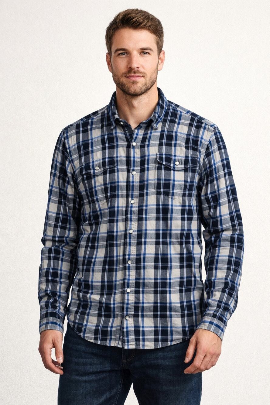 Under Armour MEDIUM Loose Fit Blue Plaid Button Down Shirt AllSeasonGear